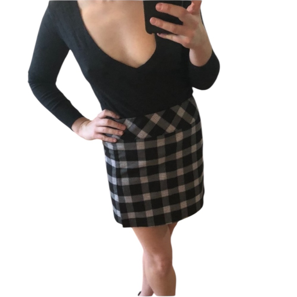 VINTAGE 90s A. BYER Red Black White Plaid Clueless Prep Mini Skirt w/ Side Slit - Picture 8 of 16